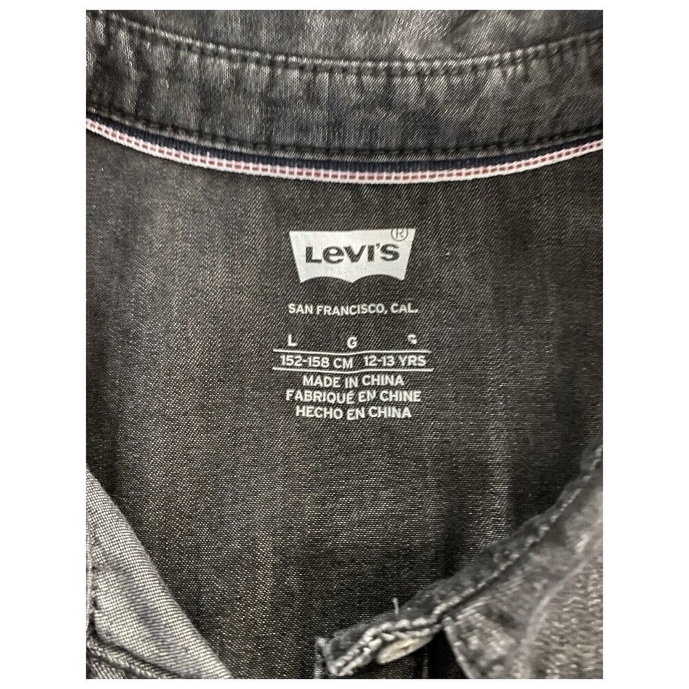Levi's Sz Lg Levi’s denim shirt dress Y2K casual shirtwaist Black Stone Button - Picture 4 of 9